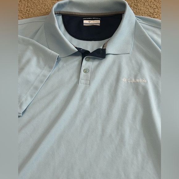 Columbia Omni Wick Light Blue Textured Athletic Knit Polo Shirt Men’s XXL - Picture 8 of 8